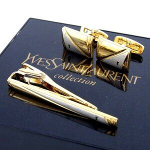Authentic YVES SAINT LAURENT Tie pin & cufflinks set metal [Used]
